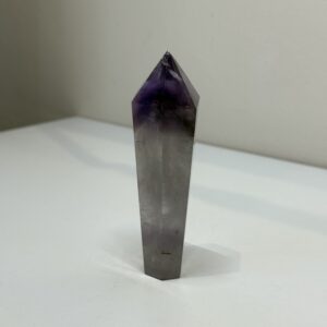 Chevron Amethyst Tower With Smokey Quartz Inclusion
