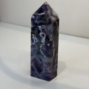 Extra Large Chevron Amethyst Tower With Smokey Quartz Inclusion
